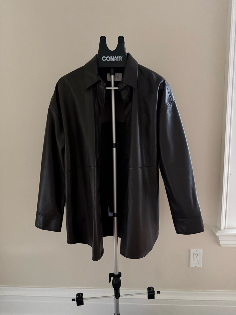 New Babaton Vegan Leather Shirt Jacket